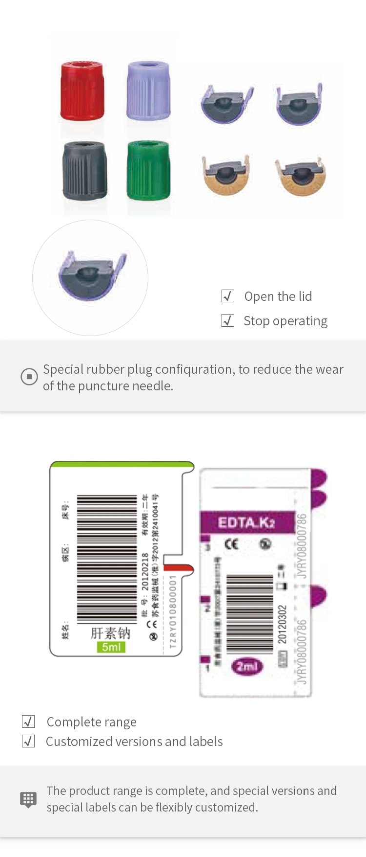 Disposable Glass or Pet EDTA/Plain/Gel&Clot/Heparin/ESR Vacuum or Non-Vacuum Blood Collection Tube